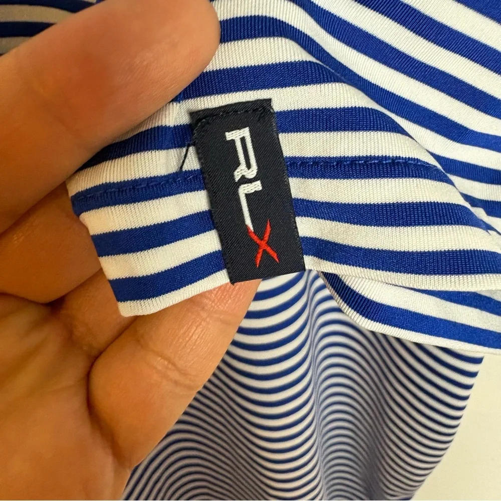 RLX Ralph Lauren Sport Blue and White Striped Golf Polo Shirt Size XL‎ Men’s - Picture 8 of 11